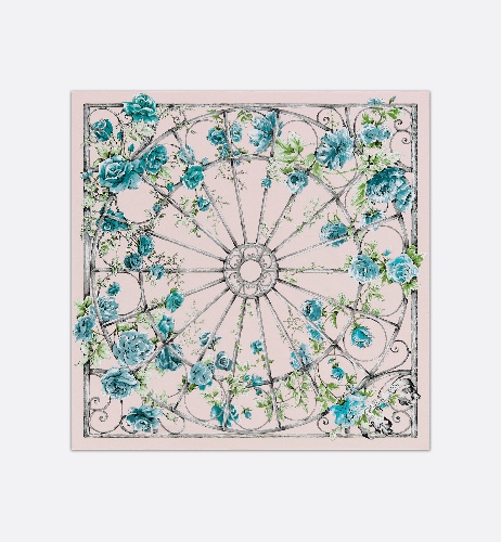 Dior Granville 90 Square Scarf Pale Pink Multicolor Silk Twill | DIOR