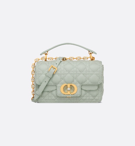 Small Dior Jolie Top Handle Bag Pistachio Green Cannage Calfskin | DIOR