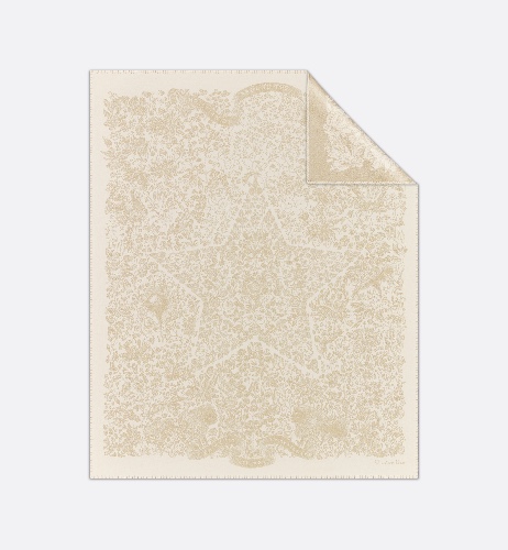 Dior Around the World Blanket Ivory Cashmere Blend and Gold-Tone Metallic Thread | DIOR