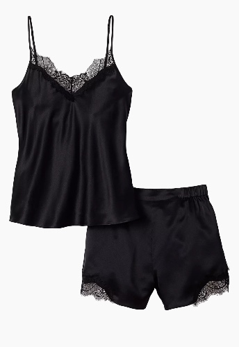 Mulberry Silk Lace Cami & Shorts Pajama Set