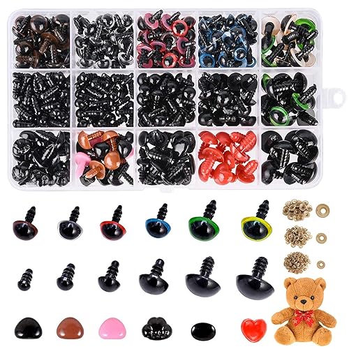 Safety Eyes and Noses, 792PCS Colorful Safety Eyes for Amigurumi with Washers for Crafts/Crochet/Stuffed Animals - Colorful - 792pcs