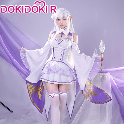 【S/XL Ready For Ship】DokiDoki-R Anime Re: Life In A Different World From Zero Cosplay Emilia Costume Women | M-In Stock