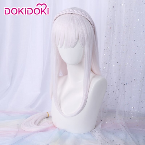 DokiDoki Anime Re Zero Emilia Cosplay Wig Women Long White Re: Starting life in a different world from zero | Emilia-PRESALE