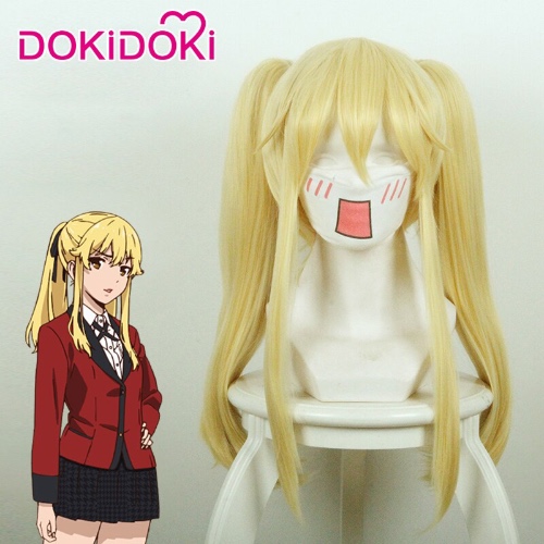 【Last Batch】【Ready For Ship】DokiDoki Anime Cosplay Halloween  Kakegurui Wig Mary Saotome Women Gloair Kakegurui Cosplay Wig Syntheticden Cosplay Yellow Double Ponytail Hair | One Size