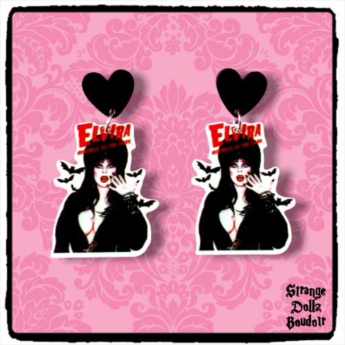 Elvira earrings, 925 sterling silver, Handmade, Strange Dollz Boudoir