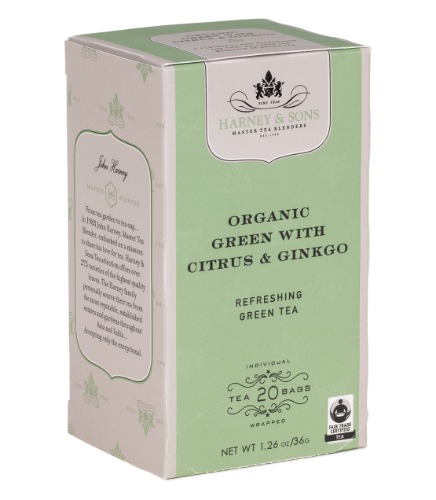 Organic Green with Citrus & Ginkgo, Box of 20 Premium Teabags