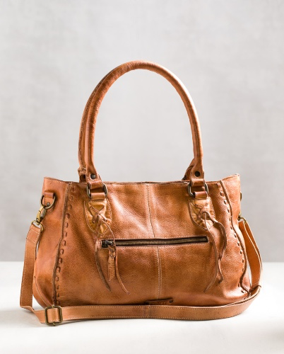 Small Distressed Leather Satchel