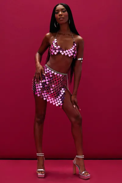 Kimani Mirror Skirt Set - Pink