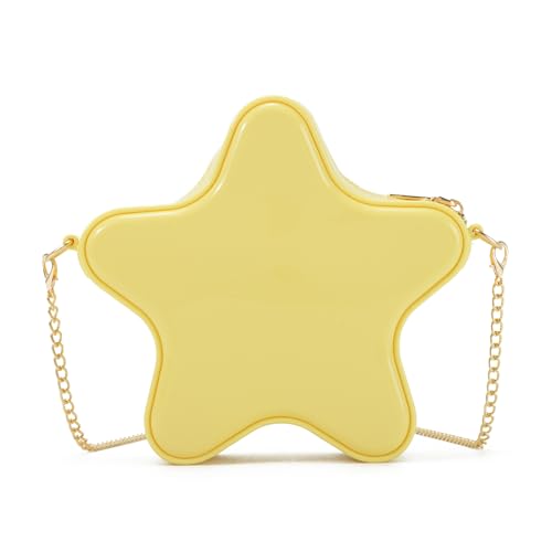 Oweisong Mini Star Fun Purses for Women Unique Novelty Crossbody Shoulder Bag Cute Leather Handbag Messenger Bag Chic Wallet - Yellow