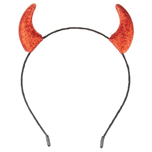Funcredible Glitter Devil Horns Headband - Red, One Size - Costume Accessory for Kids & Adults - Perfect for Halloween, Cosplay, and Parties - Red_small