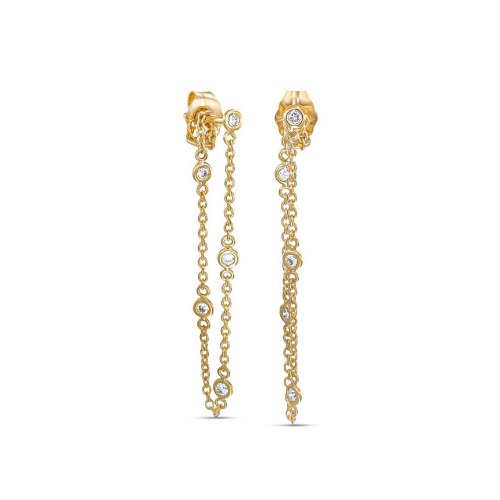 Diamond Chain Earrings - 14K Yellow Gold