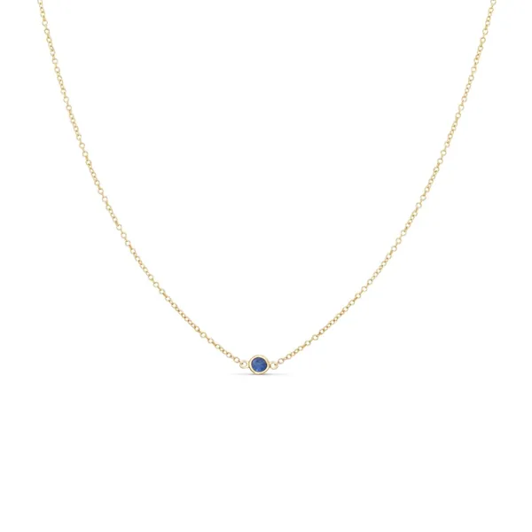 Sapphire Solitaire Necklace - 14K Rose Gold / Small