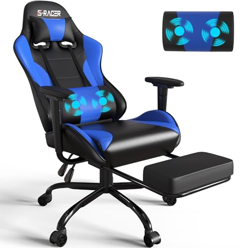 Homall Gaming Chair,Outfit with Massage Lumbar Pillow - Blue