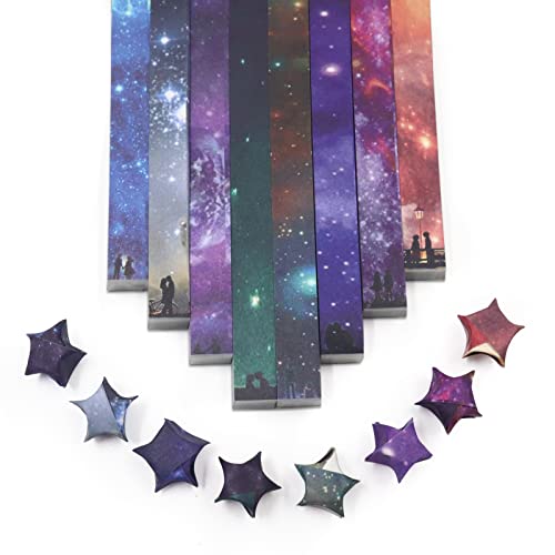 540 Sheets Origami Stars Paper Strips DIY Hand Crafts Gradient Starry Sky 8 Different Styles Decoration Folding Paper for Arts Crafting Supplies, School Teaching, DIY Projects (Gradient Starry Sky C) - Gradient Starry Sky