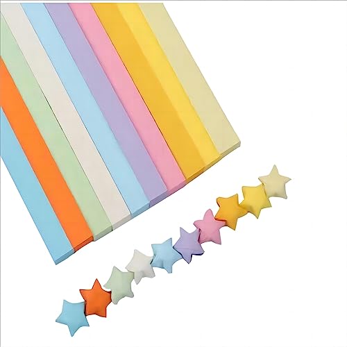 540 Sheets Origami Star Paper Strips Lucky Star Paper 10 Colors Folding Paper for Arts Crafting, handicrafts, DIY Art Supplies (X) - X