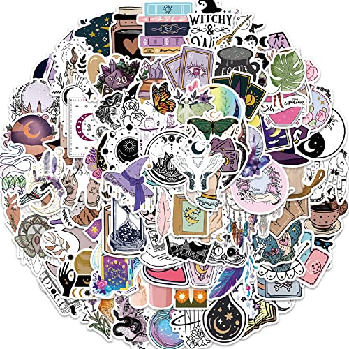 100pcs Witchy Apothecary Stickers, Waterproof Vinyl Witch Sticker Decals for Water Bottle Laptop Skateboard Scrapbook, Tarot Goth Stickers for Kids Teens Adults