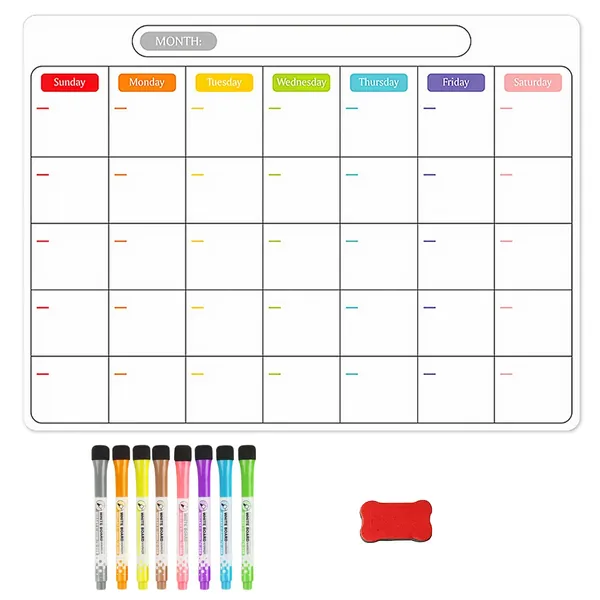 Magnetisk whiteboard A3, XiXiRan veckoplanerare magnetisk tavla avtorkbar, magnetisk veckoplanering, kylskåp kalender, innehåller 8 färger raderbara magnetiska pennor, veckor/månadsplan, anteckningstavla