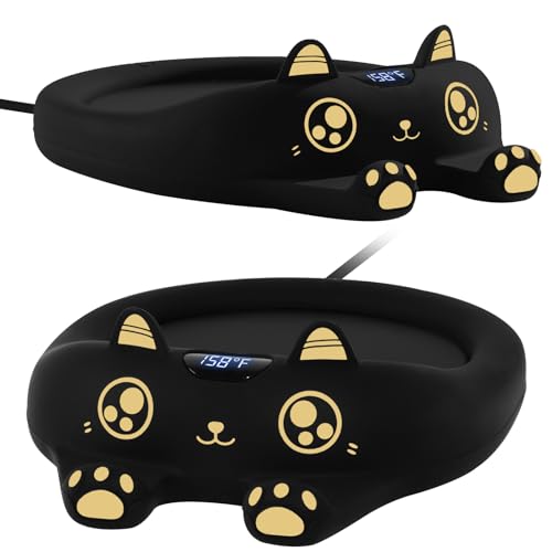 PUSEE Coffee Mug Warmer, Electric Warmer for Desk with Auto Shut Off, Smart Candle 3 Temp Settings, Plate Cocoa Tea Water Milk (No Cup) Black - Black