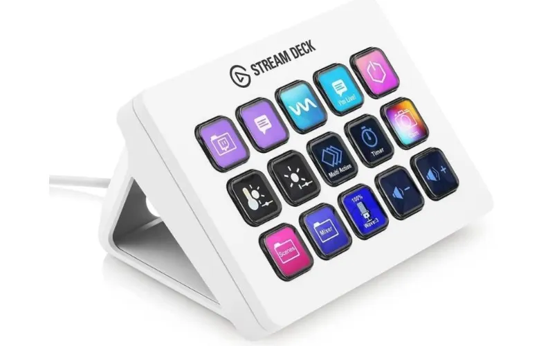 Elgato Stream Deck MK.2 White – Studio Controller, 15 Macro Keys, Trigger Actions in apps and Software Like OBS, Twitch, ​YouTube and More, Works with Mac and PC, 15 Keys (MK.2) White