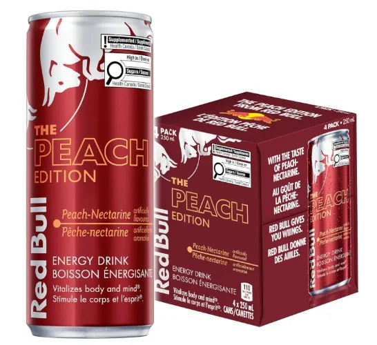 Red Bull Energy Drink, Peach-Nectarine, 250ml (4 Pack)