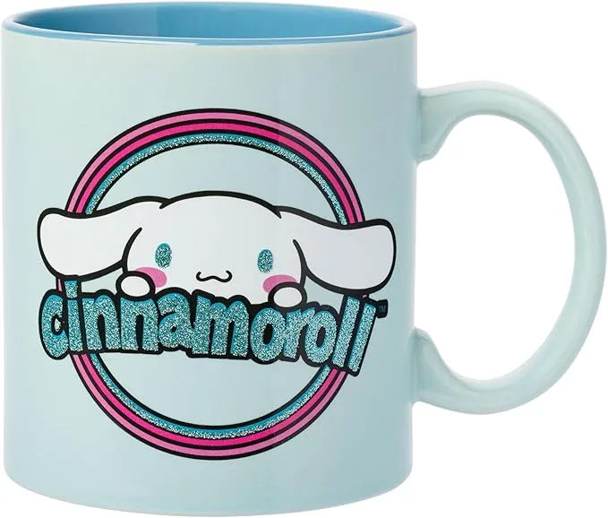 Silver Buffalo Sanrio CINNAMOROLL Rainbow Frame Name Glitter 20oz Ceramic Mug