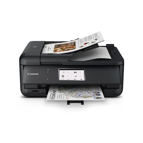 Canon PIXMA TR8620a - All-in-One Printer Home Office|Copier|Scanner|Fax|Auto Document Feeder | Photo, Document | Airprint (R), Android, Black, Works with Alexa - Printer