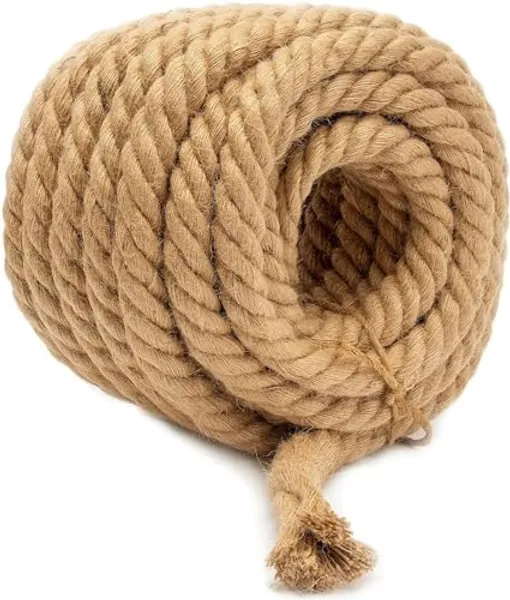 RIEMEX Jute Rope Garden Twine String Indoor and Outdoor DIY Twisted Manila Rope Home Decor Crafts for Gardening Thick Rope Natural Nautical Nemp Strong Jute Rope (10, 1/2 inch) - 10.0 Feet - 1/2 inch