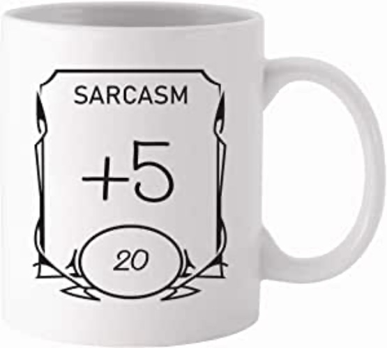 D&D Stats Mug - Sarcasm 11oz White Ceramic Coffee Mug - Dungeons and Dragons - RPG - DnD - Gift for Geeks