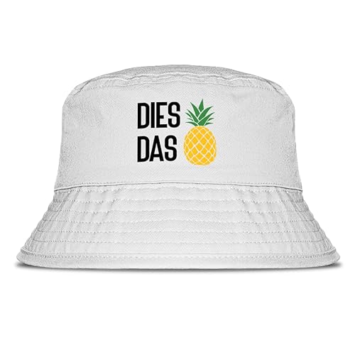 Prozente Momente Dies Das Ananas Fischerhut | Anglerhut | Sonnenhut | Sommer | Party | Lustige Sprüche | OneSize | Malle | Urlaub - Einheitsgröße - Weiß