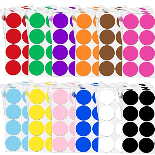 480 Pcs Round Color Coding Label Stickers, 2 Inch Circle Sticker Labels Colored Dot Stickers Moving Labels Stickers Gift Labels for Boxes, Coloring, Organizing, Marking, Christmas (12 Color)