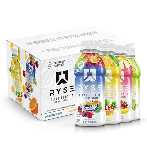 RYSE Clear Protein RTD (12 Pack, Variety Pack) - Variety Pack - 1.41 Fl Oz (Pack of 12)
