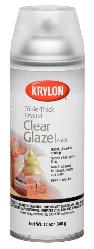 Krylon I00500A00 12-Ounce Triple Thick Clear Glaze Aerosol Spray,High-Gloss - Satin 11 Ounce (Pack of 1) Artist Clear Coating