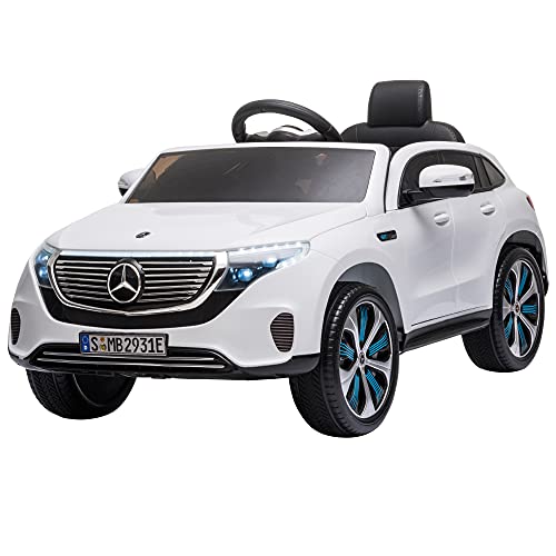 HOMCOM Mercedes Benz EQC Licensed 12V Kids Electric Ride On Car with Parental Remote Control Battery-powered 2 Motors Music Lights Bluetooth for 3-5 Years Old White