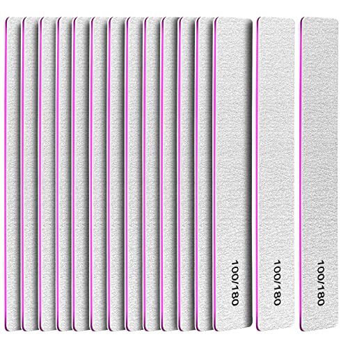 FANDAMEI Double Sided Nail Files, 100/180 Grit Emery Boards Fingernail Files Nail Boards, 15pcs Nail Styling Tools Nail Emery Block for Home and Salon Use, Professional Nail Buffer Block, Rectangular - 7×1.06 inch-Rectangular - 15.0