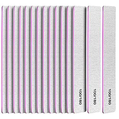 FANDAMEI Double Sided Nail Files, 100/180 Grit Emery Boards Fingernail Files Nail Boards, 15pcs Nail Styling Tools Nail Emery Block for Home and Salon Use, Professional Nail Buffer Block, Rectangular - 7×1.06 inch-Rectangular - 15.0