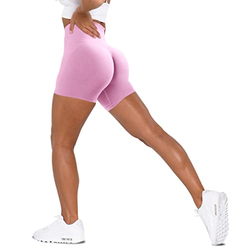 Unthewe Workout Butt Lifting Shorts for Women High Waisted Seamless Gym Yoga Booty Shorts - Small - Scrunch Pink