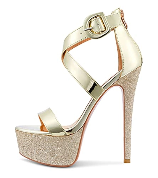 Castamere Donna Moda Sandali Peep Toe con Plateau Tacco a Spillo 15CM High Heels