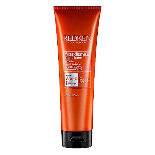Redken | Heat Protection Smoothing Cream, Babassu Oil, Frizz Dismiss Rebel Tame, 250 ml - Heat Protectant, New Look