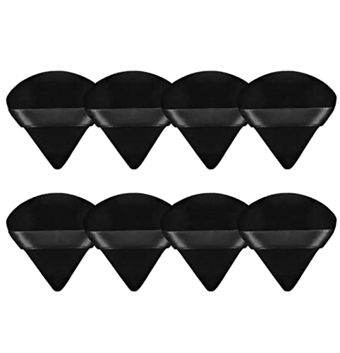 8 Pieces Triangle Powder Puff Face Soft Triangle Makeup Puff Velour Cosmetic Foundation Blender Sponge Beauty Makeup Tools - Black - 1 Count (Pack of 8)