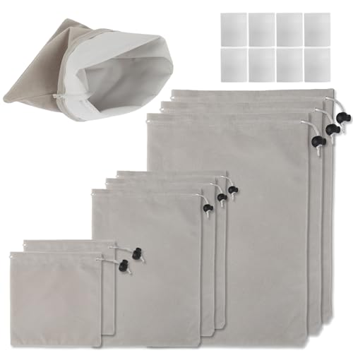 MUOUM Double Sided Adult Storage Toy Bags Set (8 pieces in 3 sizes) Microfiber Drawstring Bag Toy Storage Adult Organizer Adult Bag - 3 sizes 8 pcs