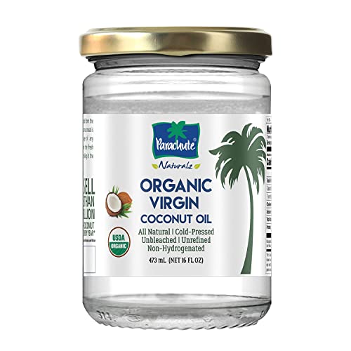 Parachute Naturalz Virgin Coconut Oil | 100% Organic Cooking Oil, Hair Oil and Skin Oil | Cold Pressed | USDA Certified |16 Fl. Oz - 16 Fl Oz (Pack of 1) - Virgin