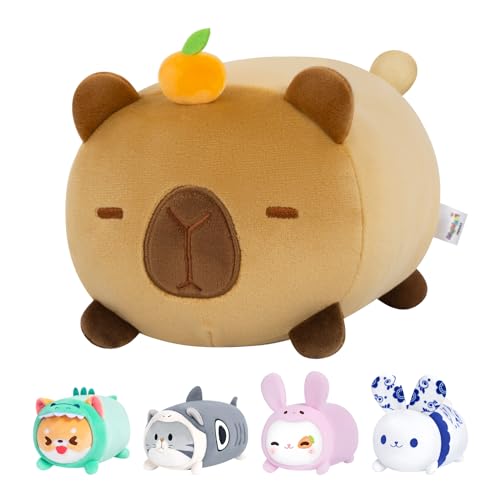 Mewaii Cute Capybara Plush Pillow, Kawaii Plushies Capybara Stuffed Toy, Cute Animal Plushie, Soft Squishy Birthday Gifts for Kids & Girls (8 Inch) - Capybara - 8 Inch