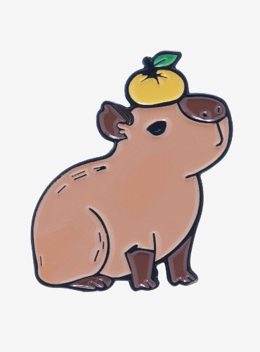 Capybara Orange Enamel Pin