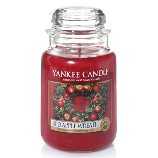 Yankee Candle Duftkerze im Glas (groß) | Red Apple Wreath | Brenndauer bis zu 150 Stunden - Große Kerze im Glas