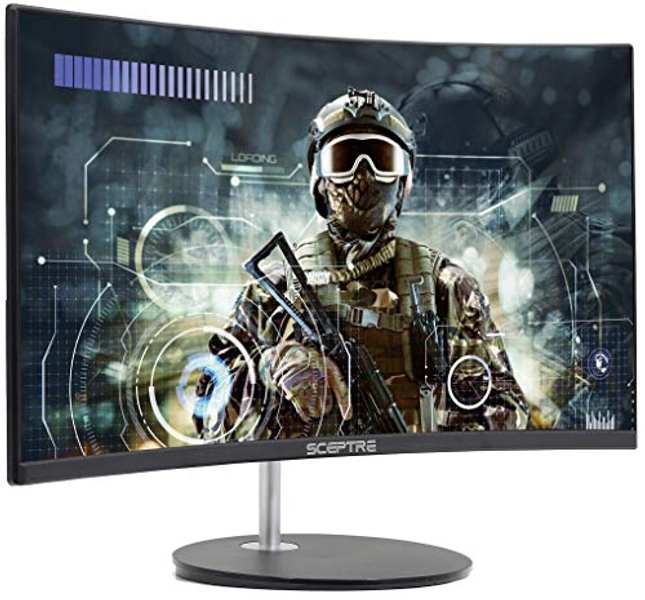 Sceptre Curved 24" 75Hz Professional LED Monitor 1080p 98% sRGB HDMI VGA Build-in Speakers, Machine Black 2021