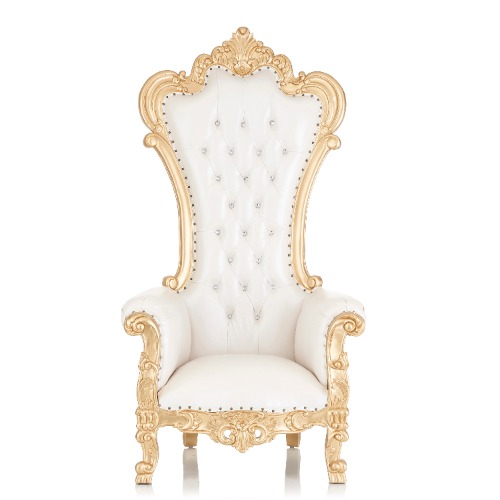 "Dania" Throne Chair - White / Gold