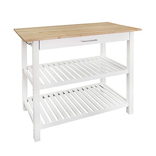 Casual Home Solid Hardwood Top, Natural/White, 40" W (373-91) Kitchen Island, Natural&White - Natural&white