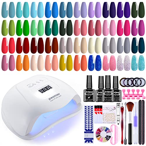 JEWHITENY 43PCS Gel Nail Polish Kit with U V Light 120W LED Nail Lamp 40 Colors Gel Nail Polish Set Manicure Tools All-In-One Nail Gel Kit - 40+3 Nail set-1