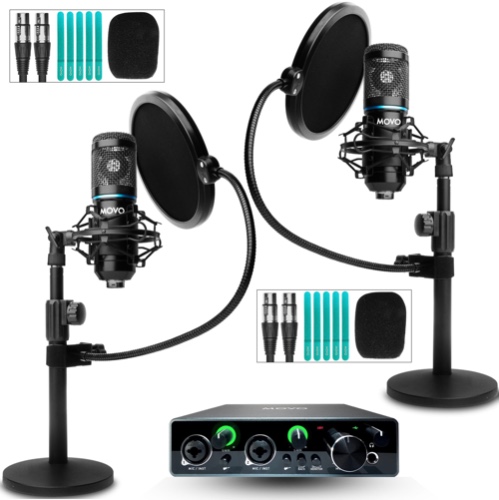 PodPak2T | Professional 2-Pack Universal Cardioid Condenser Microphone Kit | Movo