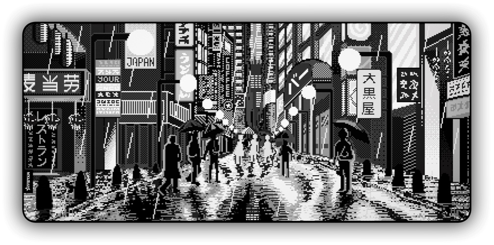 Retro Tokyo - Black and White / XXXL (45" x 20")